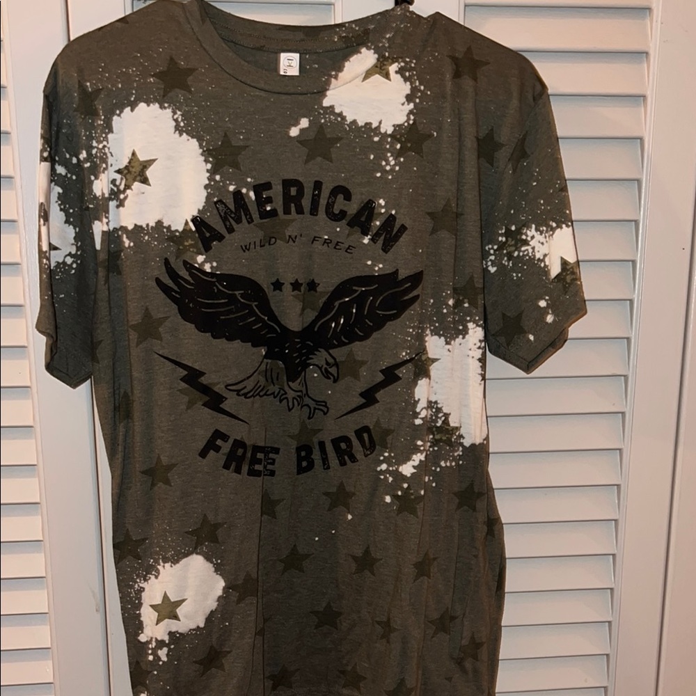 Green and White Short Sleeve Tees with Vintage Eagle Design